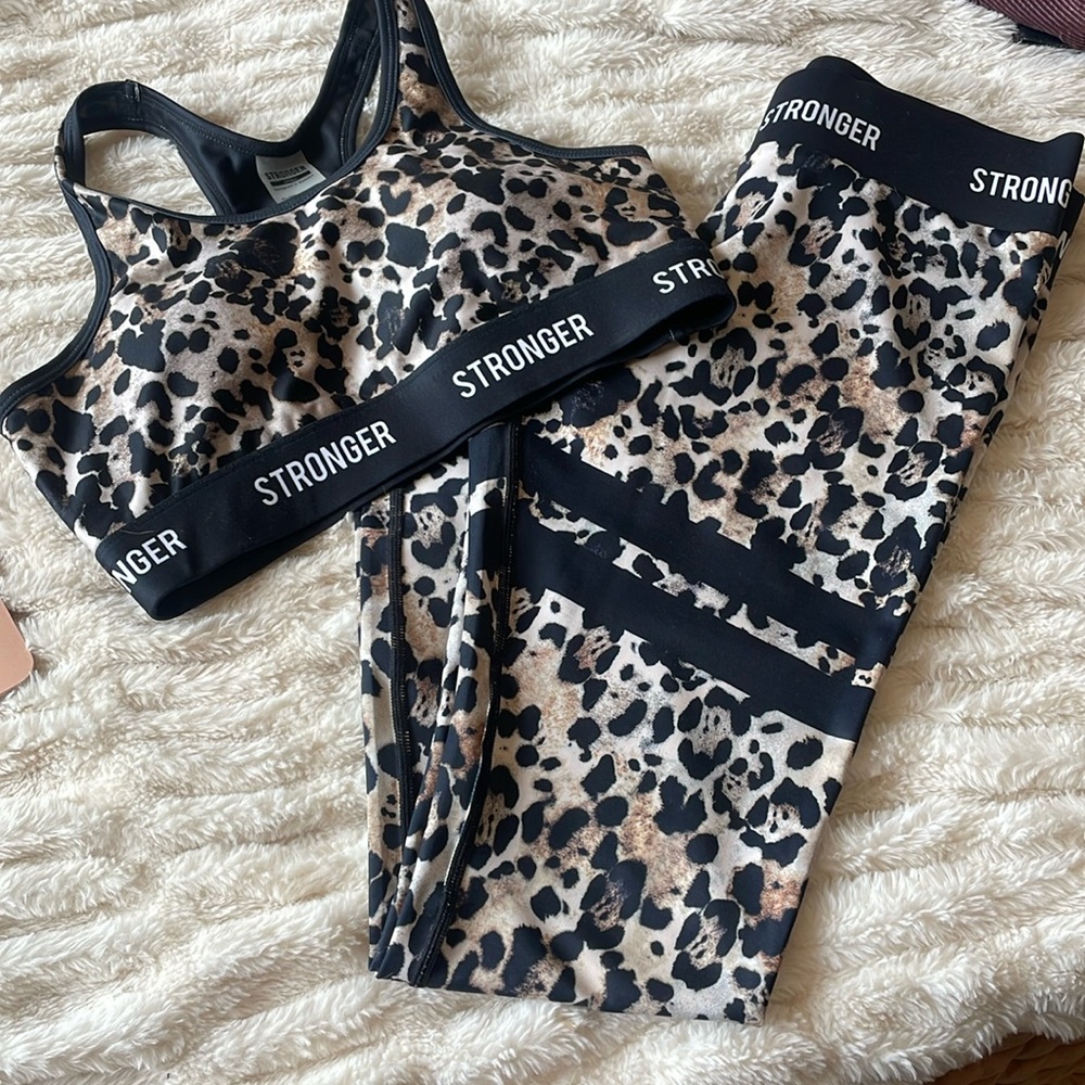 Stronger Workout set top size small, bottoms size medium
